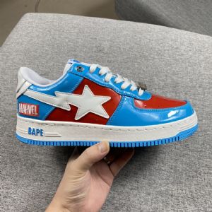 BAPE Sta 联名 Marvel 美国队长撞色大漆皮气垫板鞋