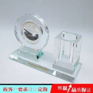 水晶笔筒 笔筒制作 会议庆典礼品 办公桌摆件