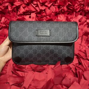 高档G包包厂家一手货源,黑色休闲时尚条纹肩带腰包胸包598113