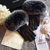 广州高档大牌真羊皮手套 水貂毛兔毛手套 一手货源